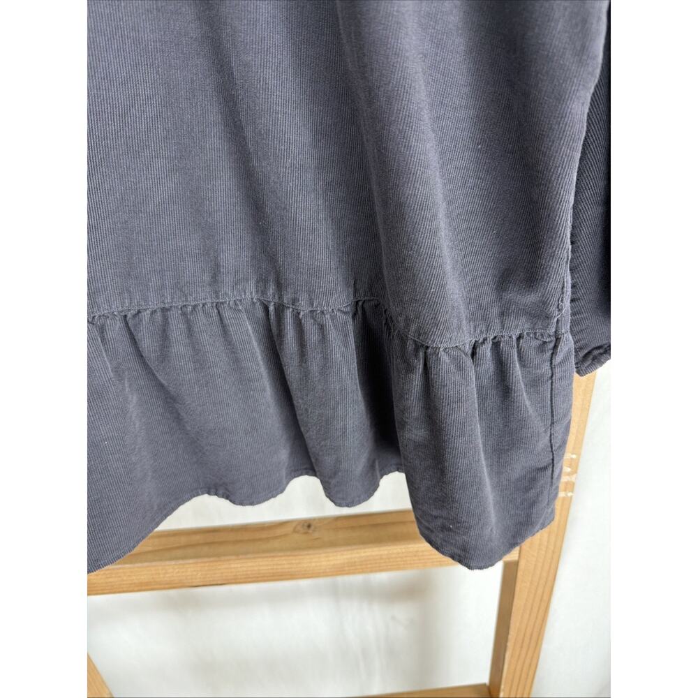 NWT Kleen Gray 3/4 Sleeve Corduroy Ruffle Hem Top #0843 Size S - Picture 2 of 4